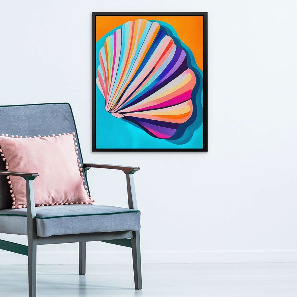 Vibrant Pastel Shell - Blue Wall Art for Dorm Room