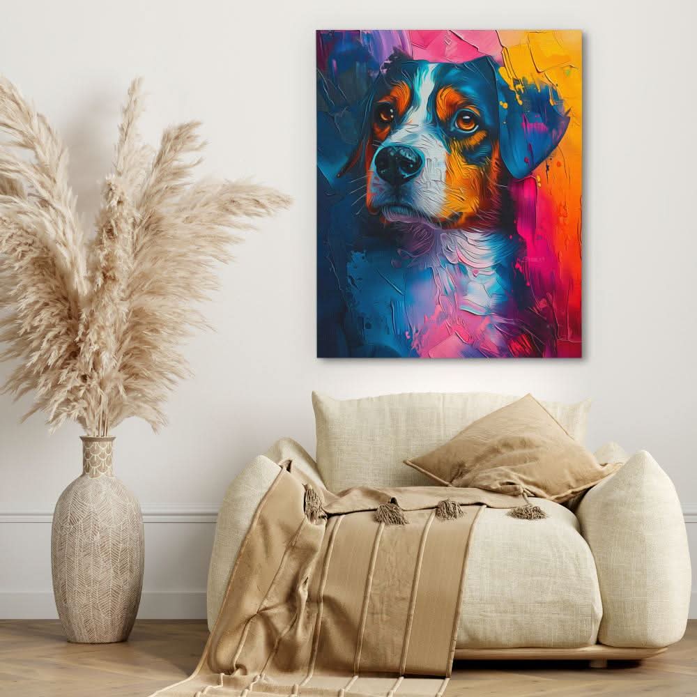 Vibrant Wag - Blue Dog Canvas Print