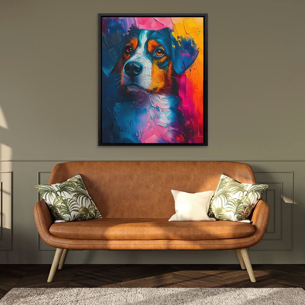 Vibrant Wag - Wall Art in Black Frame
