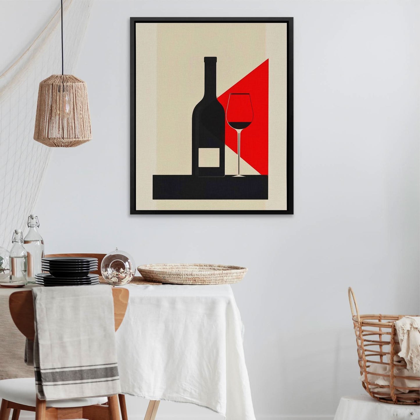 Vintage Shadows - Beige Wine Canvas Print