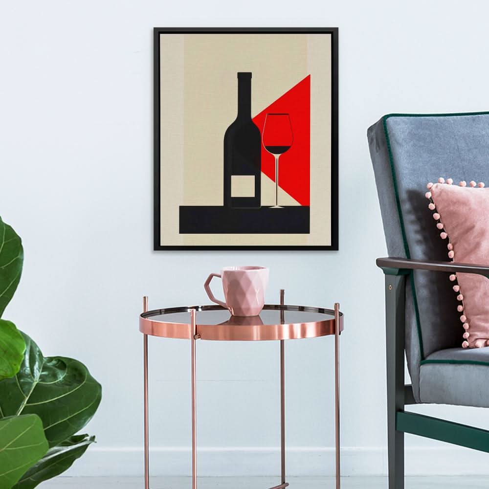 Vintage Shadows - Wine Wall Art in Black Frame