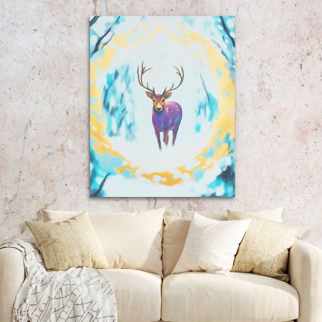 Violet Echoes - Forest Wall Art in Black Frame