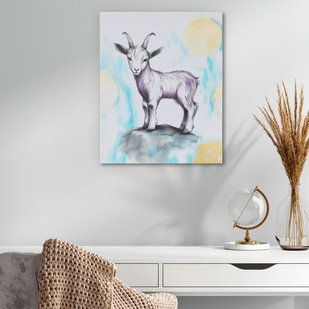 Violet Mountain - Minimalist Wall Art in Black Frame