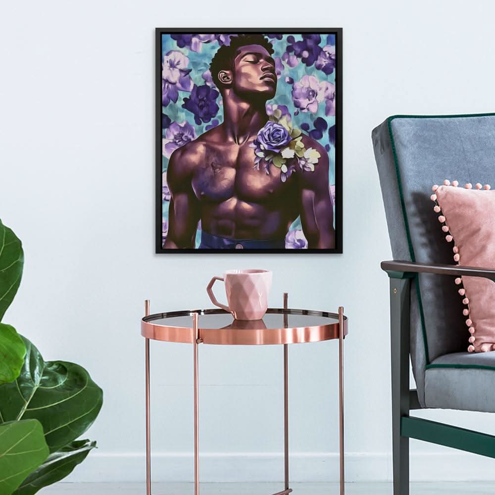 Violet Reverie - Floral Wall Art in Black Frame
