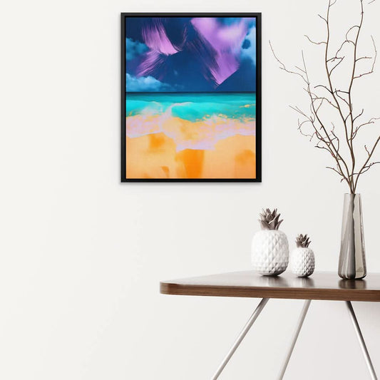 Violet Shores - Surrealism Wall Art in Black Frame