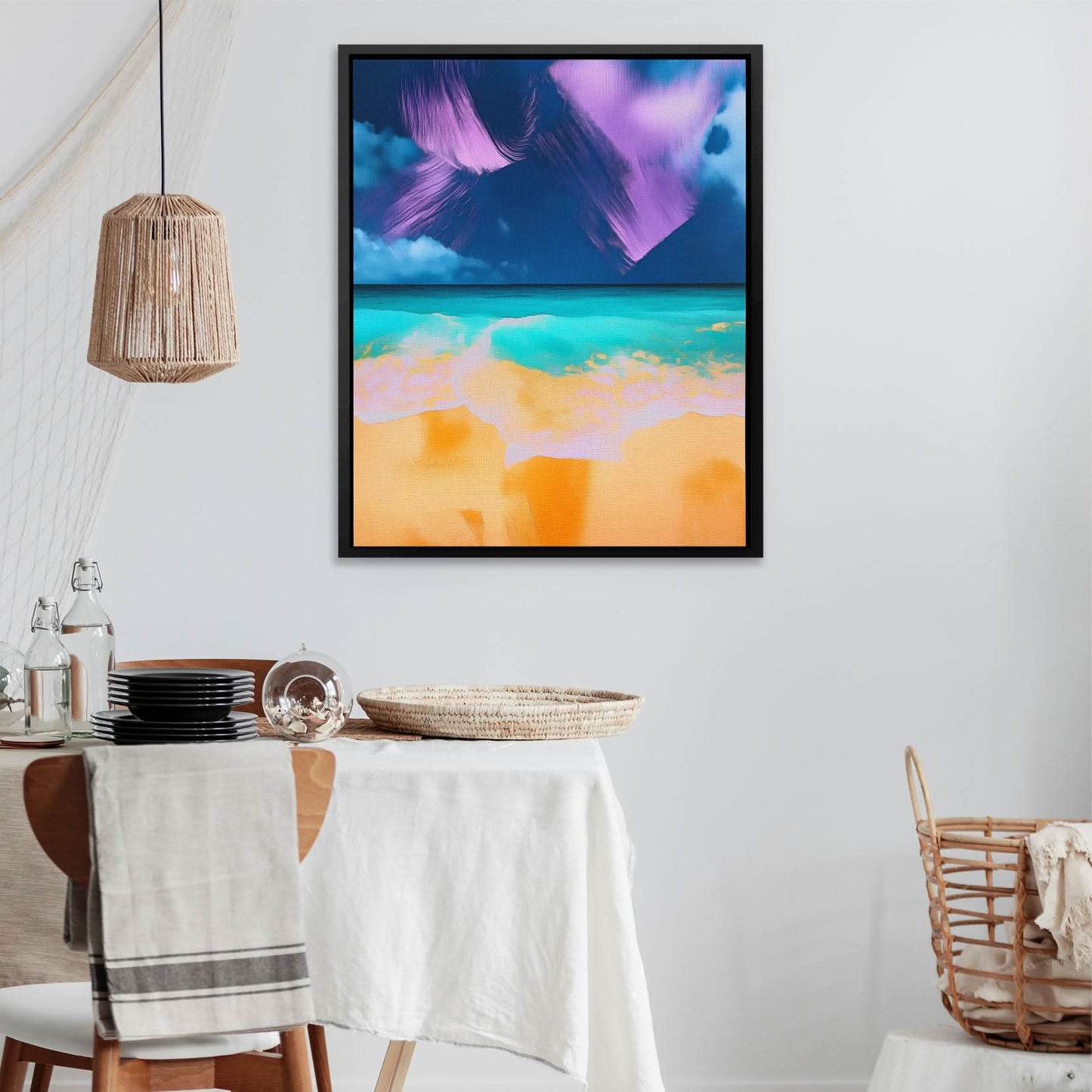 Violet Shores - Colorful Beach House Canvas Print