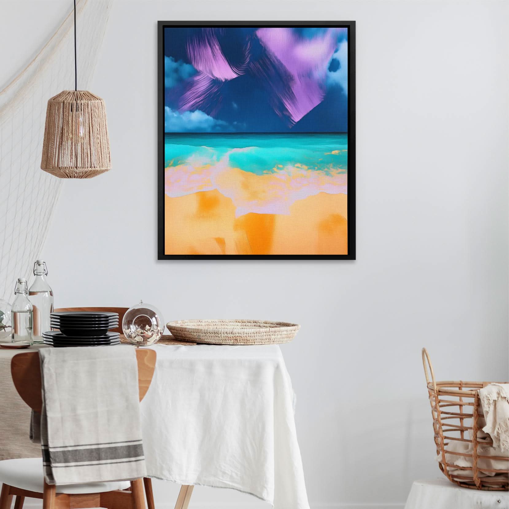 Violet Shores - Colorful Beach House Canvas Print