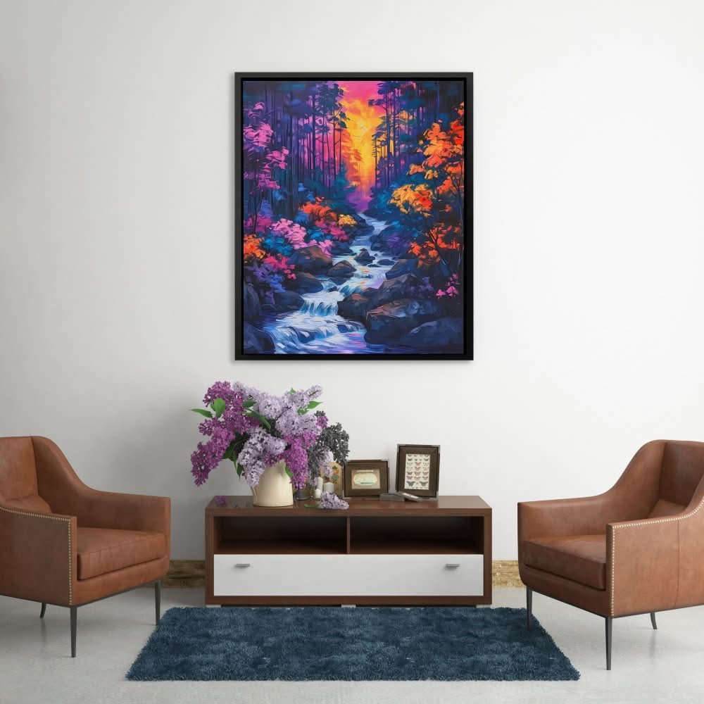 Violet Stream - Blue Sunset Canvas Print