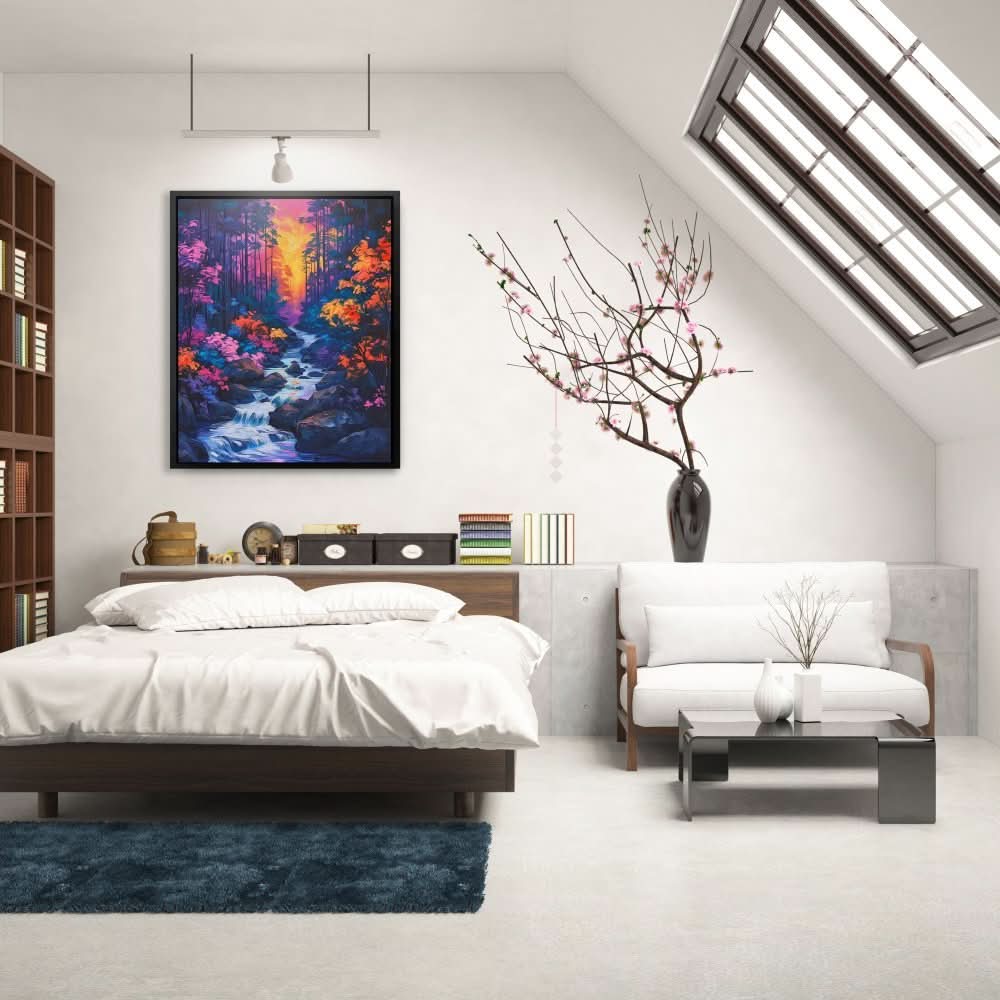 Violet Stream - Blue Canvas Wall Art