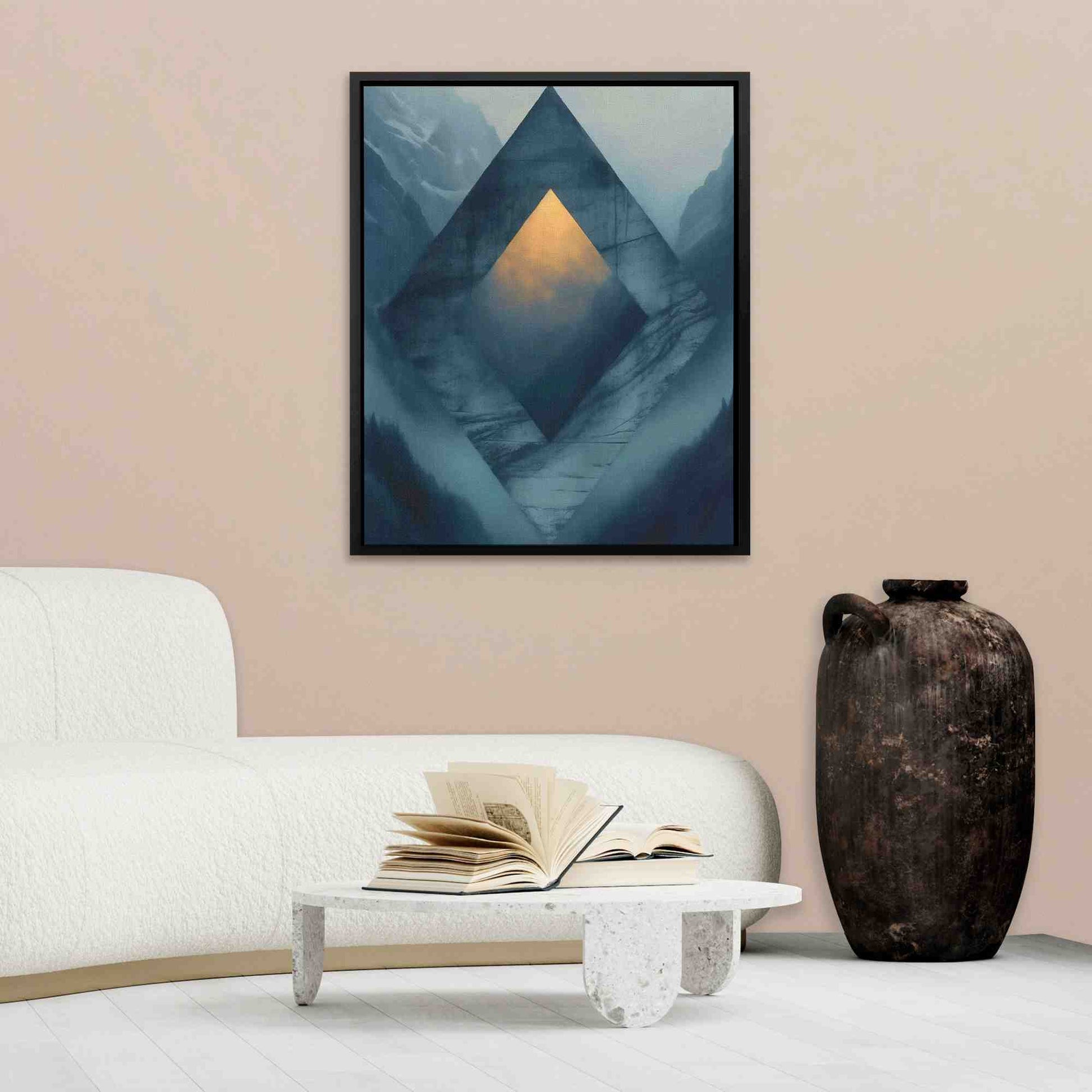 Vision in the Forest - Mountain Wall Art in Black Frame