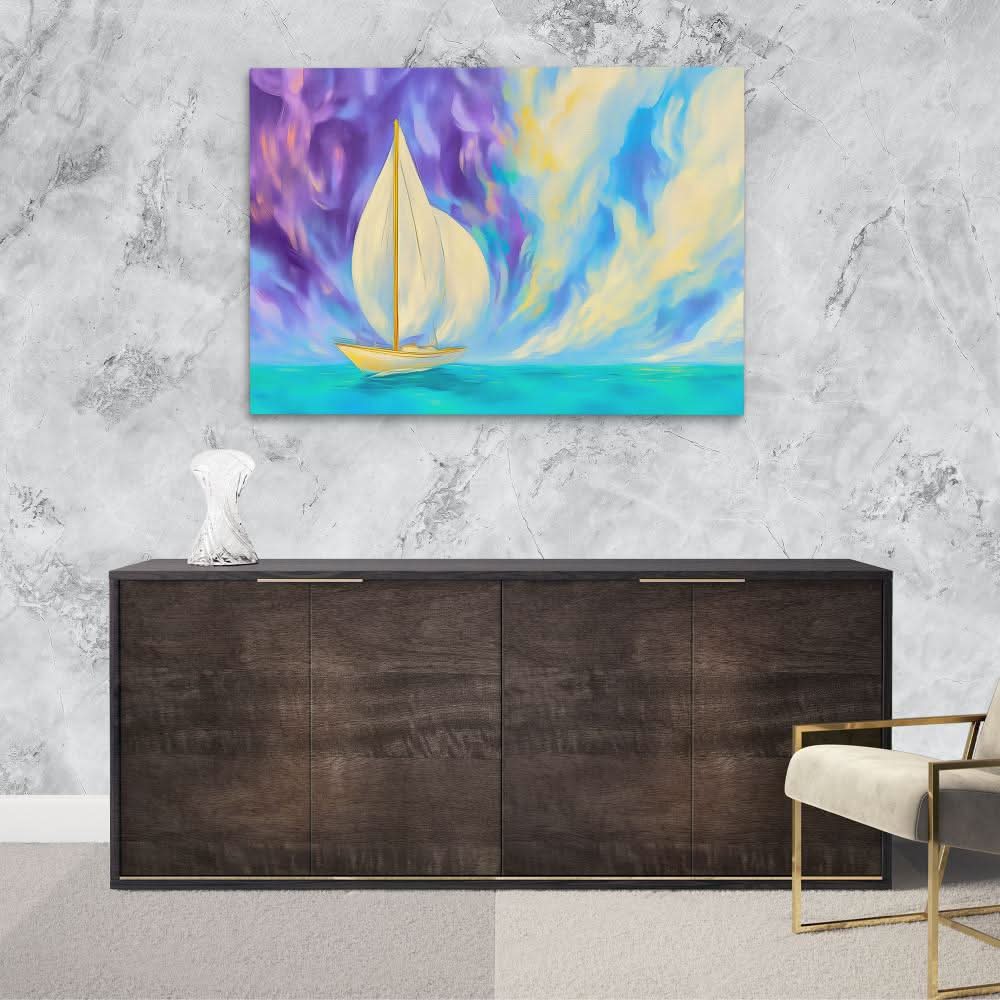 Voyage Through the Veil - Coastal Wall Art in Black Frame