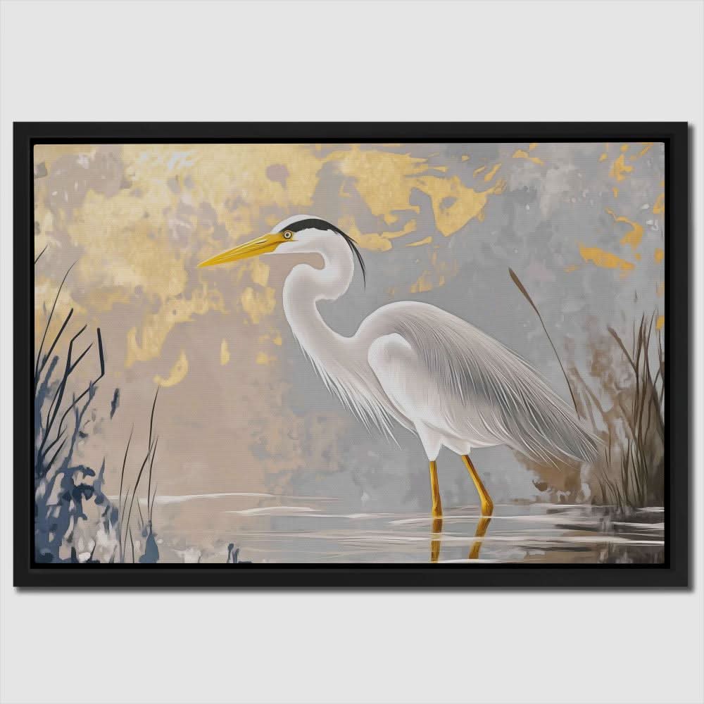 Wading Through Light - Beige Bird Canvas Print