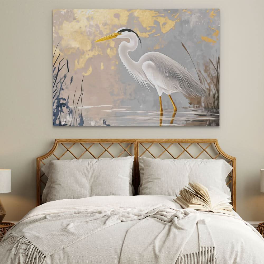 Wading Through Light - Beige Wall Art for Bedroom