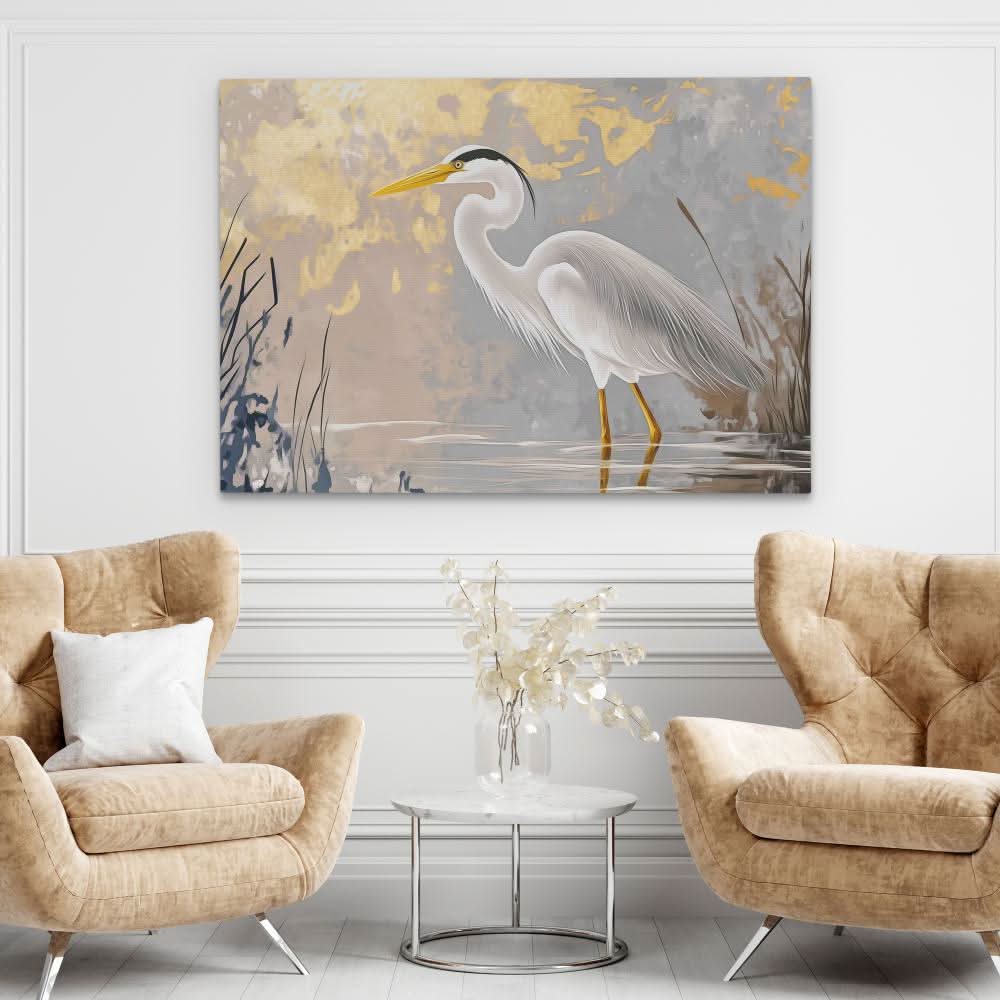 Wading Through Light - Modern Wall Art in Black Frame