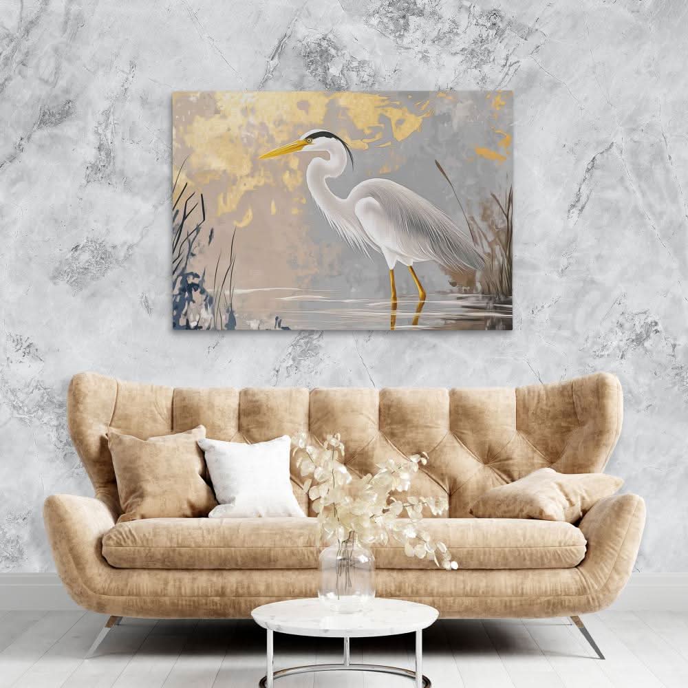 Wading Through Light - Modern Beige Canvas Wall Art