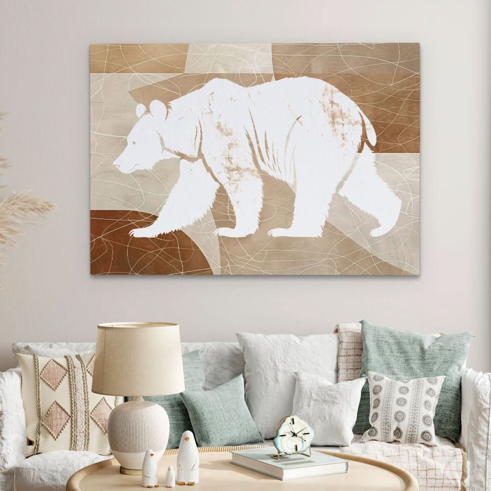 Walking Bear - Contemporary Wall Art in Black Frame
