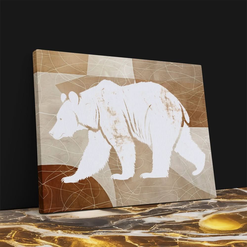 Walking Bear - Beige Bear Canvas Print