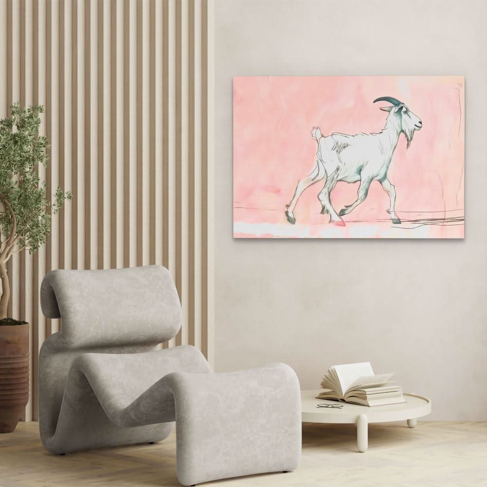Walking Goat - Pastel Canvas Wall Art