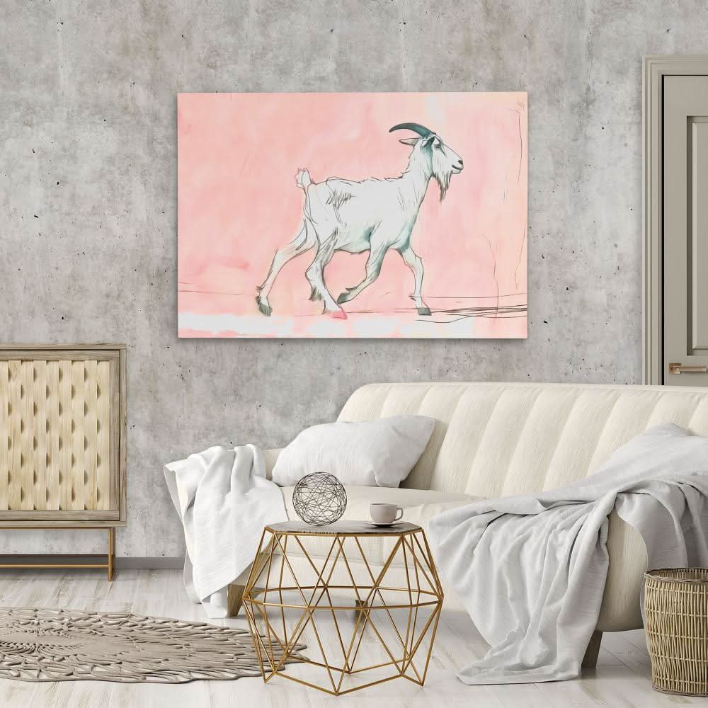Walking Goat - Country and Farm Wall Art in Black Frame