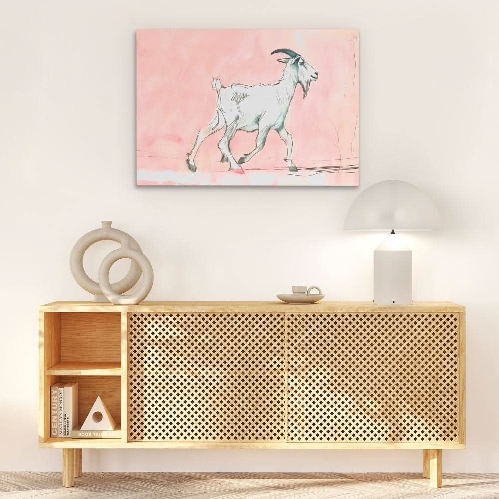 Walking Goat - Pastel Country and Farm Canvas Print