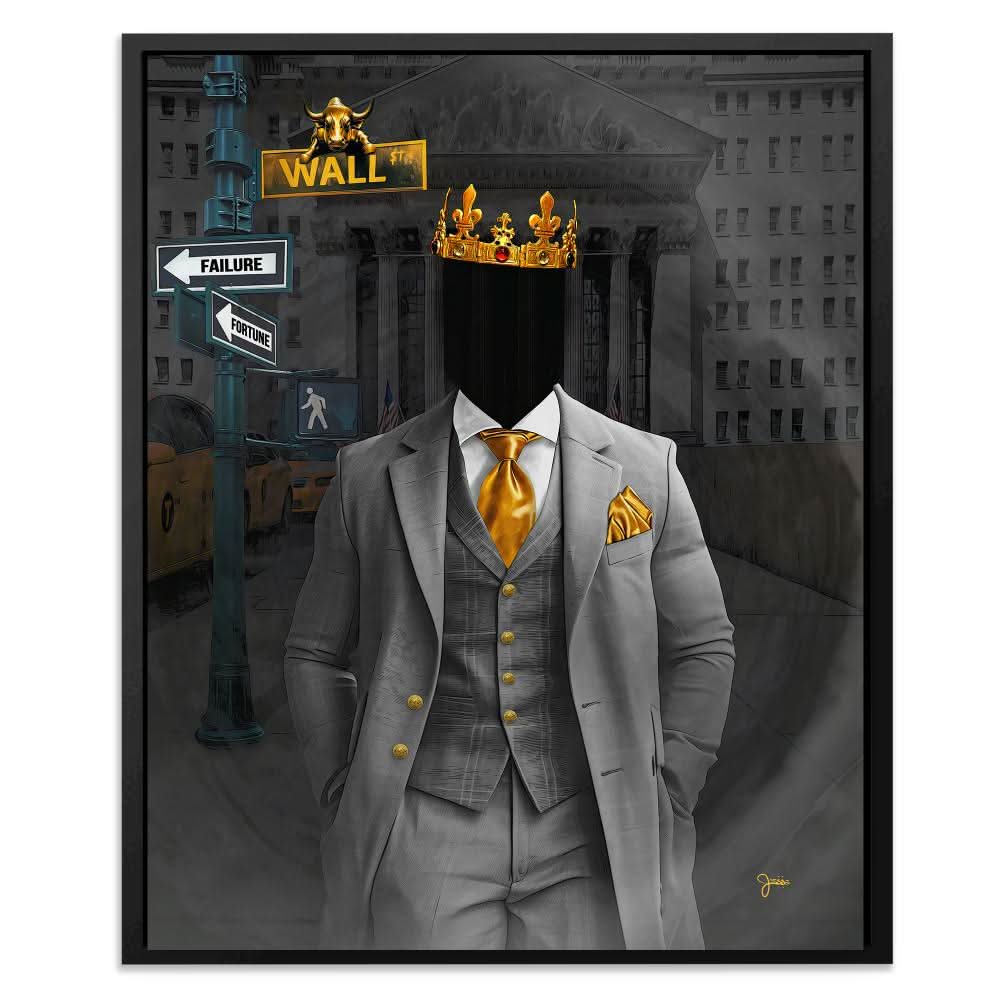 Wall Street Fortune - Contemporary Black Canvas Wall Art