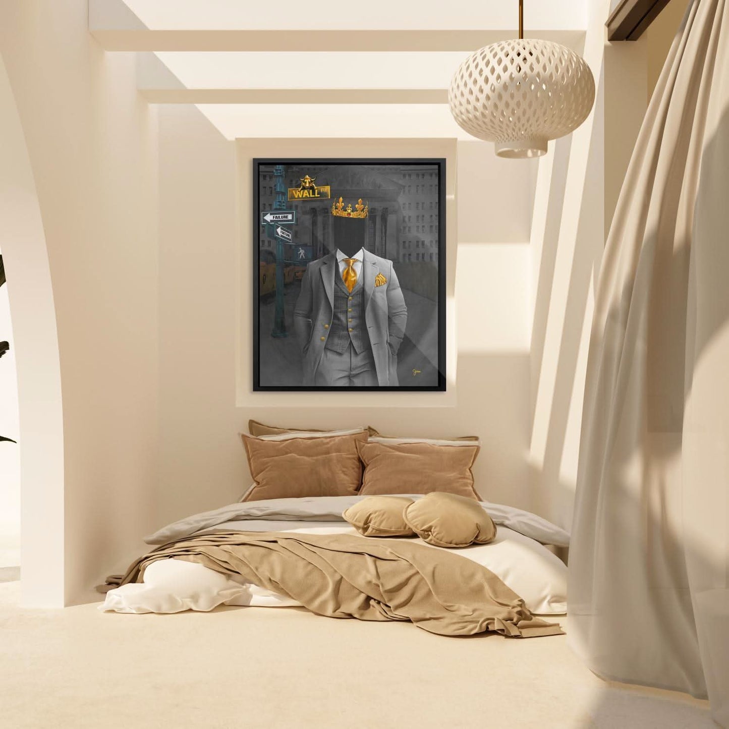 Wall Street Fortune - Contemporary Wall Art in Black Frame