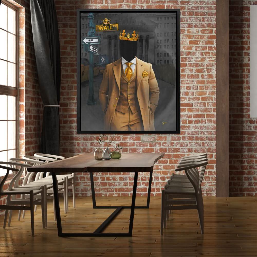 Wall Street Riches - Contemporary Black Canvas Wall Art