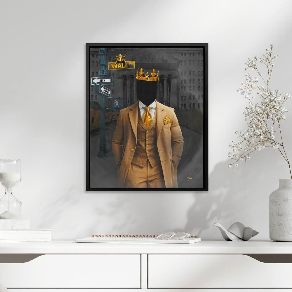 Wall Street Riches - Anonymous Wall Art in Black Frame