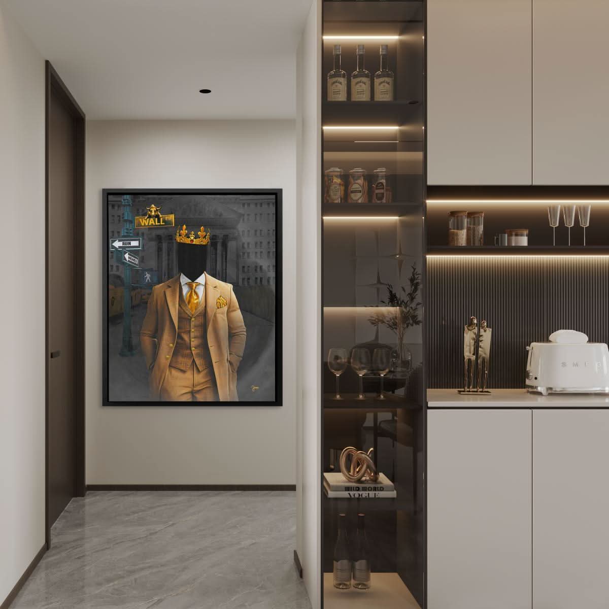 Wall Street Riches - Contemporary Wall Art in Black Frame