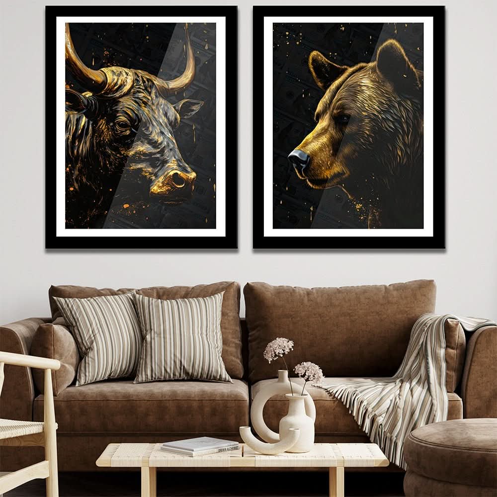 Wall Street Warriors Semi-Gloss Prints - Paper Wall Art in Black Frame