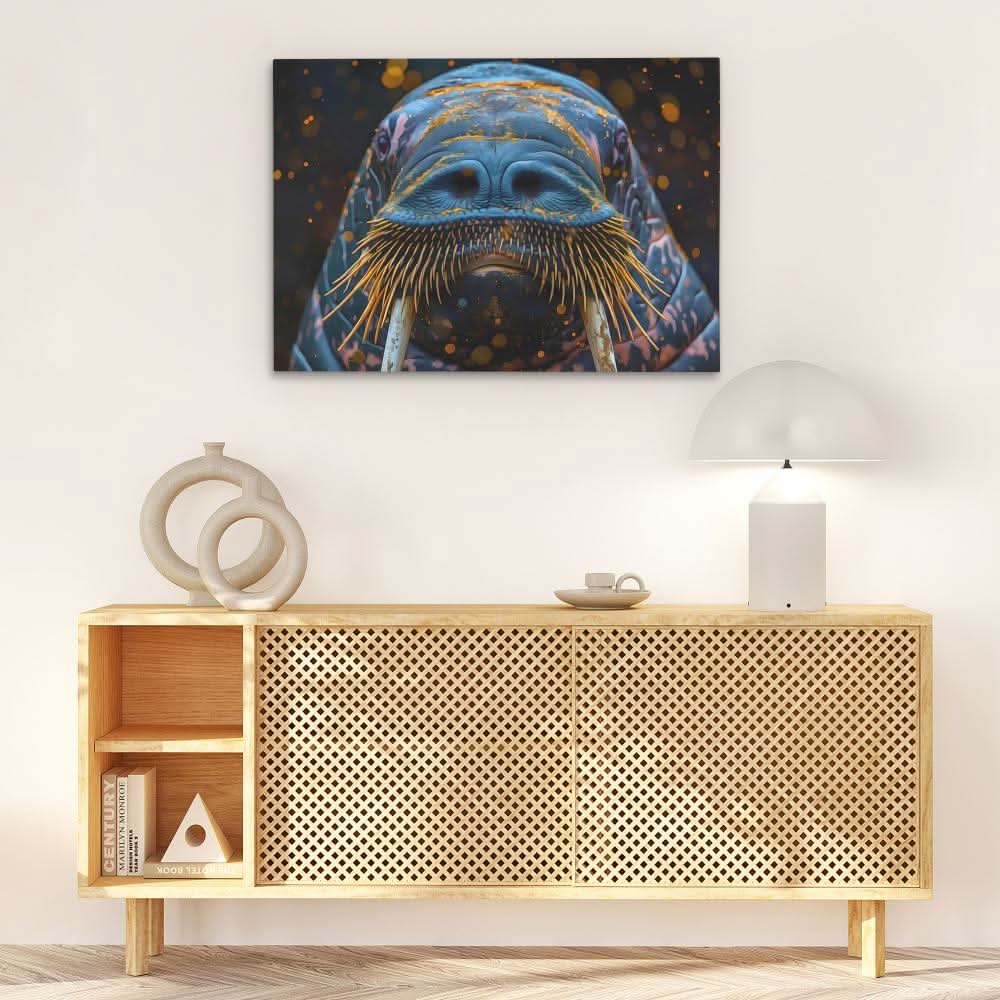 Walrus Mustache - Walrus Wall Art in Black Frame