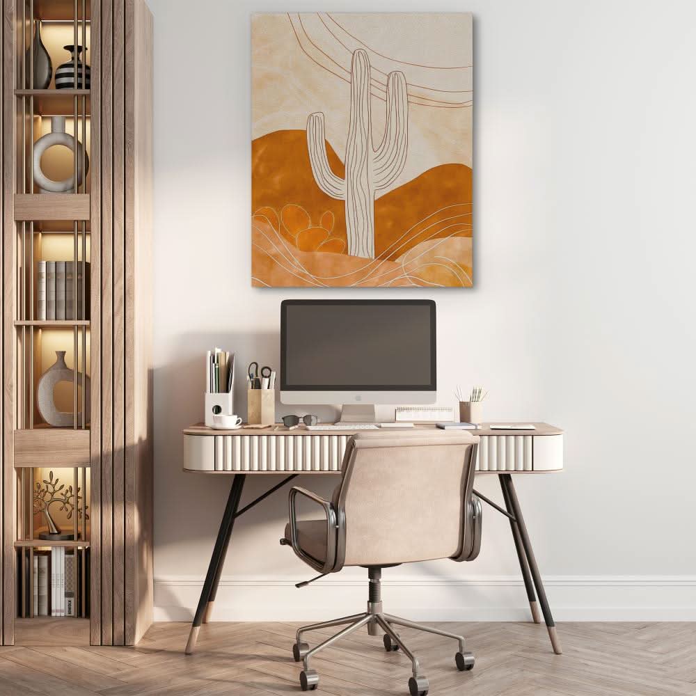 Warm Cactus - Desert Wall Art in Black Frame