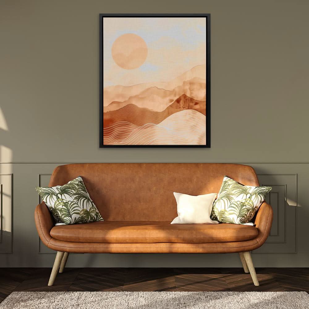 Warm Hills - Nature Wall Art in Black Frame