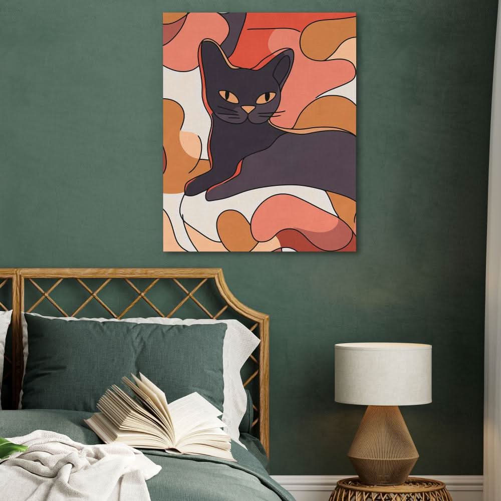 Warm Hues and Whiskers - Large Abstract Canvas Print