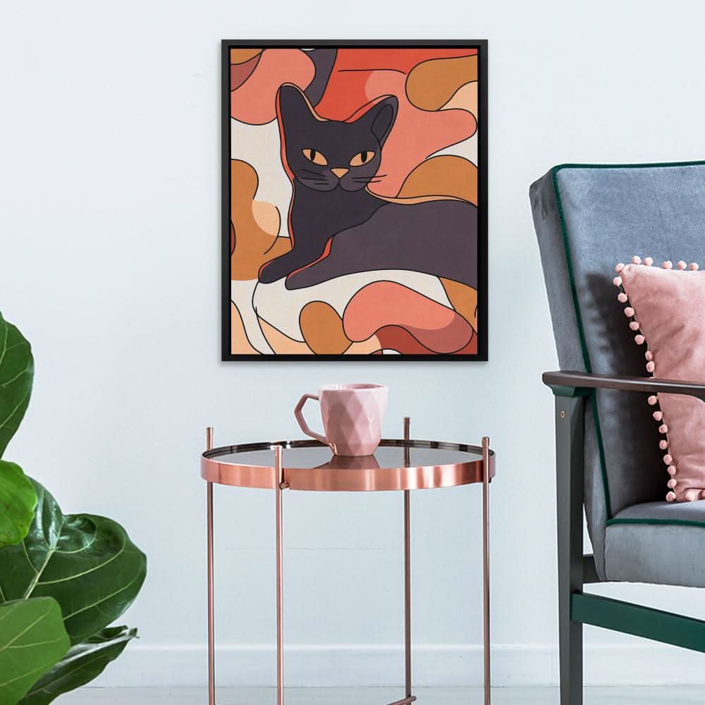 Warm Hues and Whiskers - Abstract Brown Canvas Wall Art