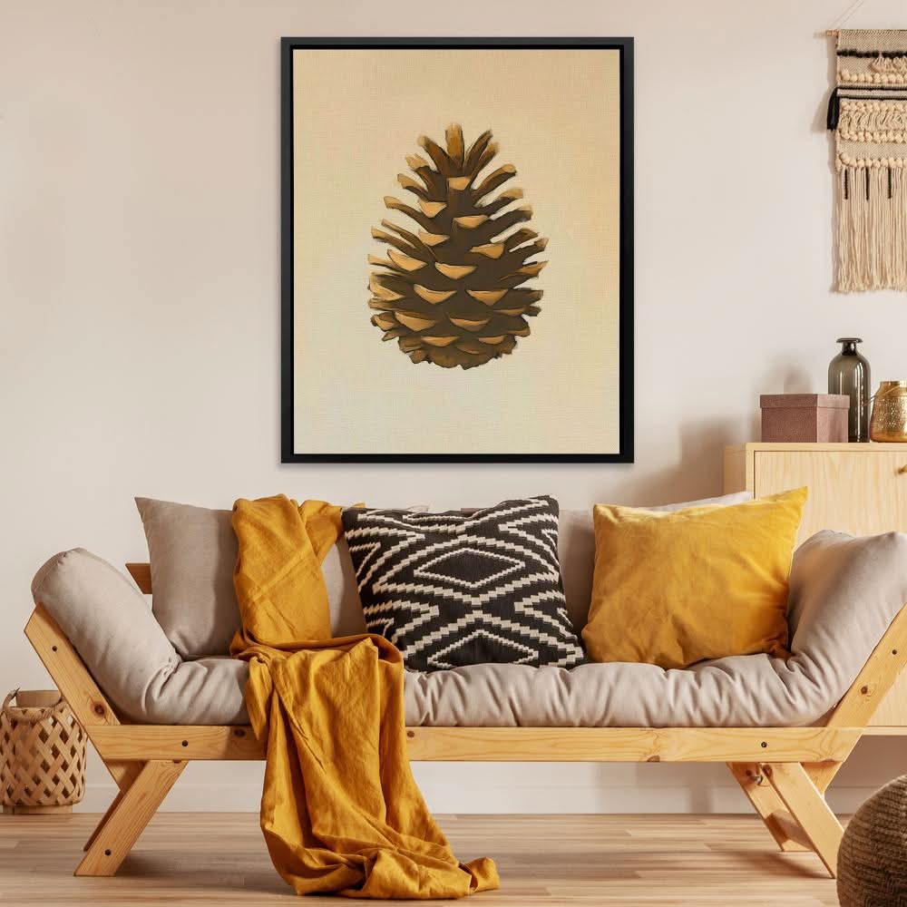 Warm Pinecone - Country and Farm Wall Art in Black Frame