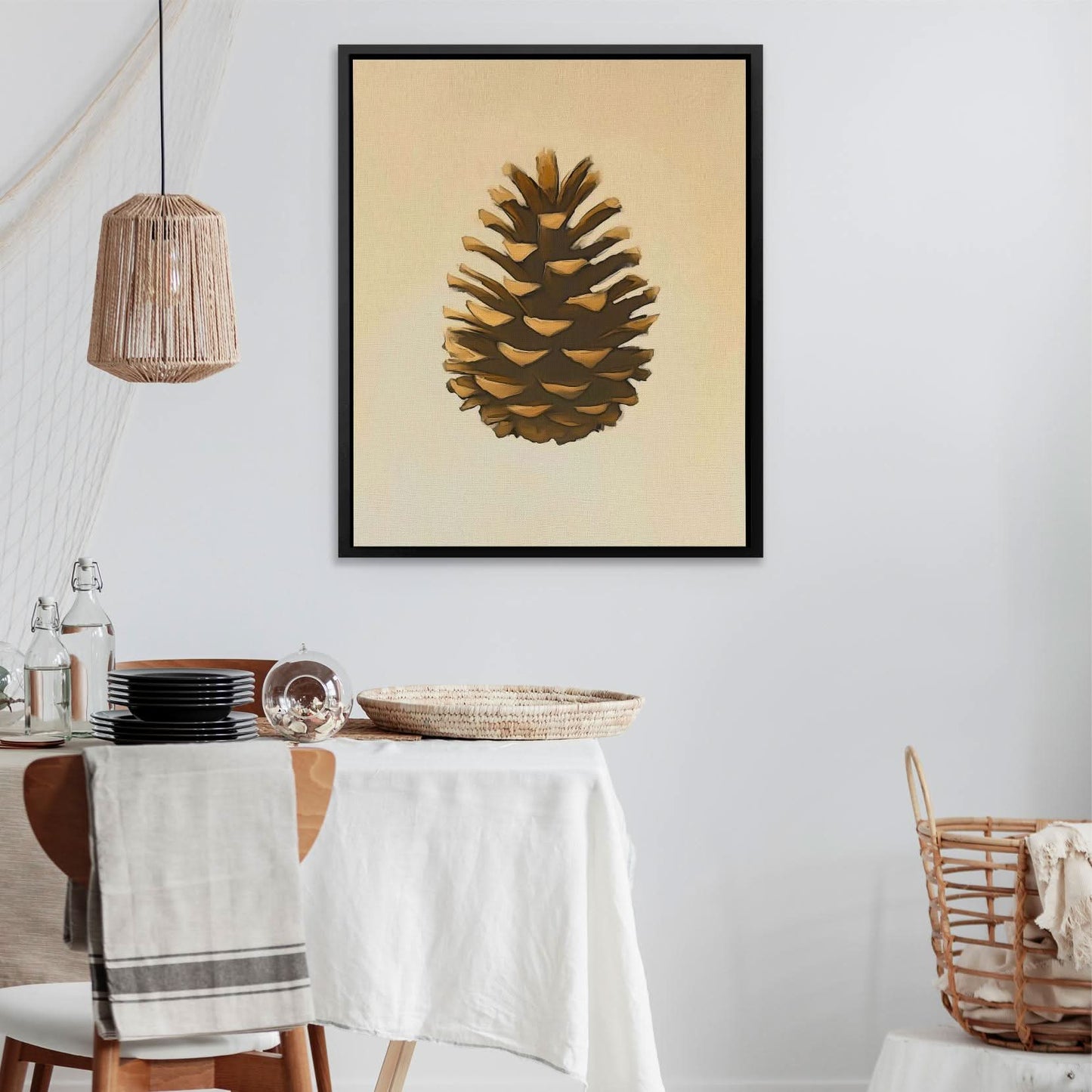 Warm Pinecone - Minimalist Wall Art in Black Frame