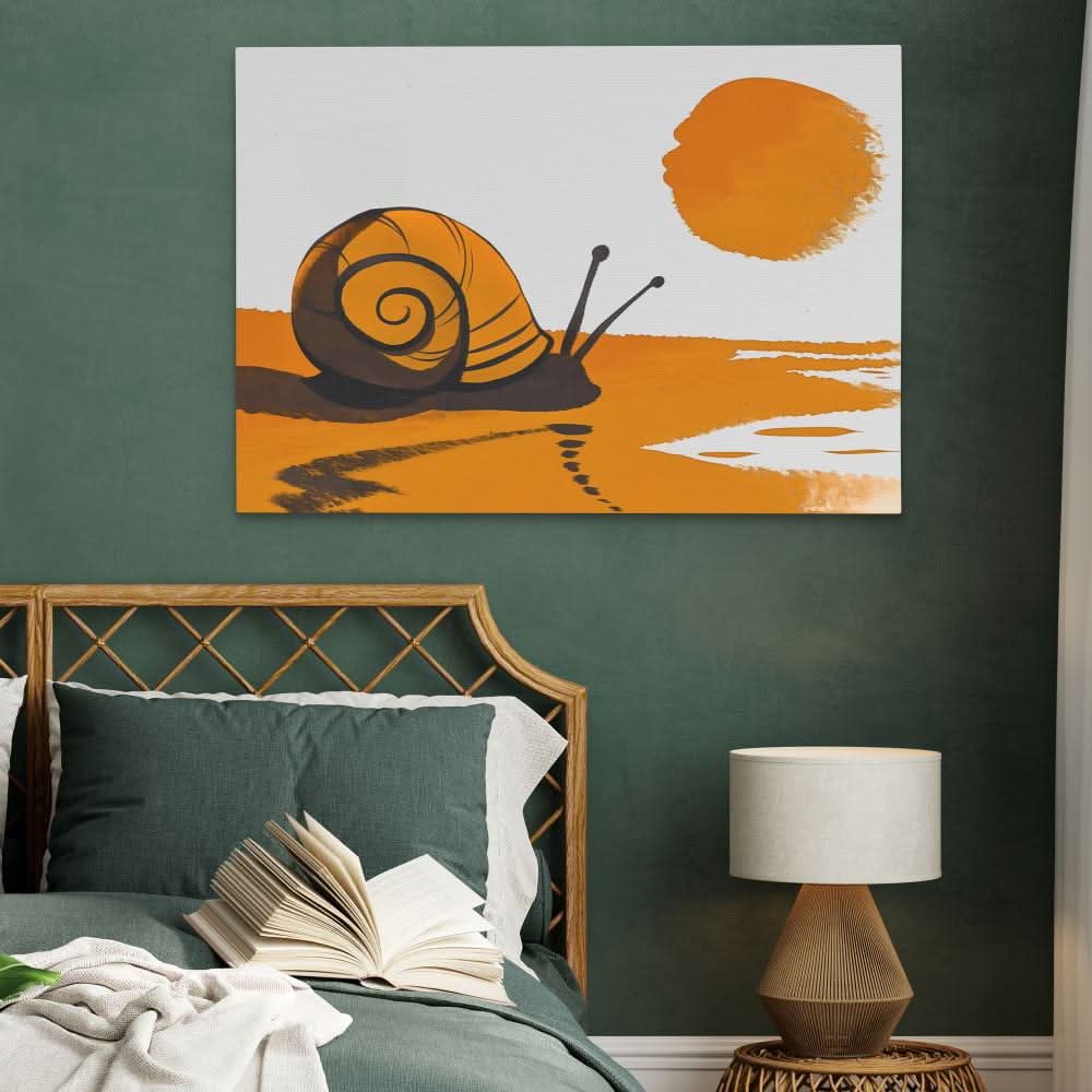 Warm Snail - Contemporary Wall Art in Black Frame