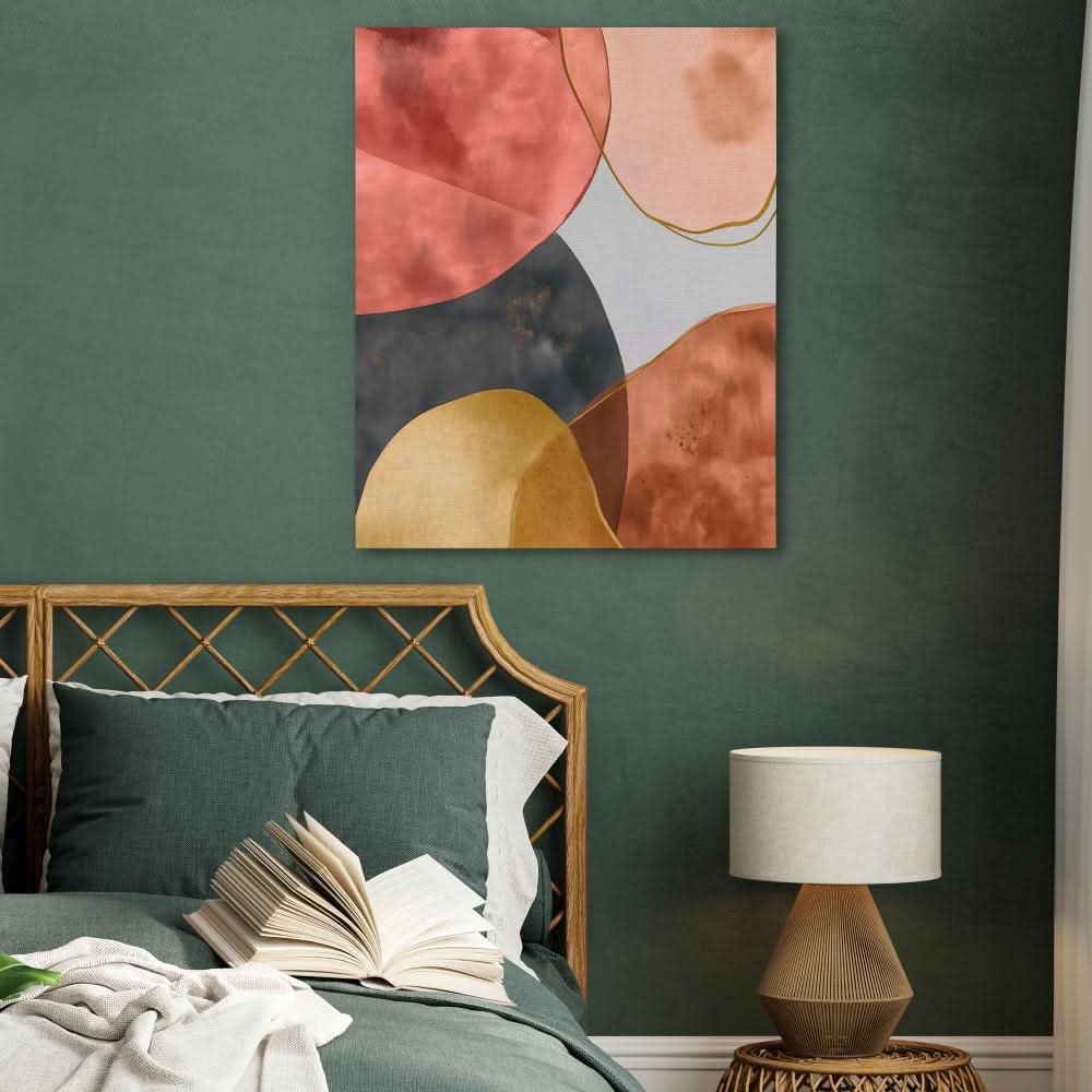 Warm Toned Abstract - Tan Wall Art in Black Frame