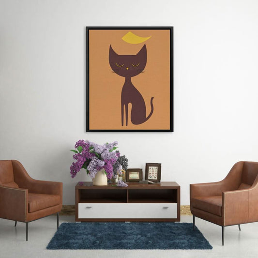 Warmth and Whiskers - Minimalist Wall Art in Black Frame