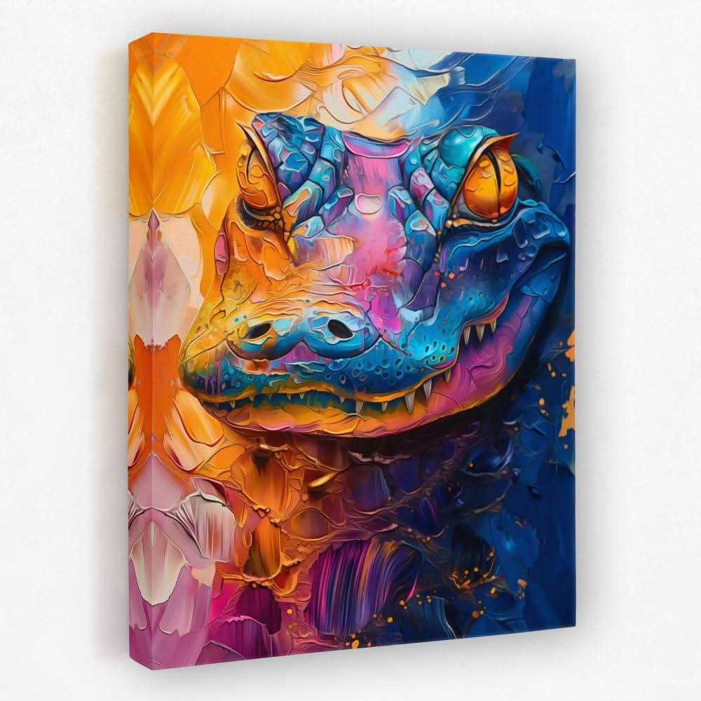 Watercolor Alligator - Animals Canvas Wall Art
