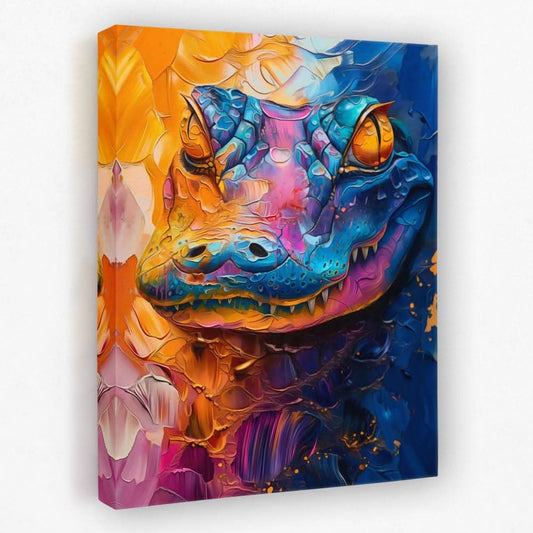 Watercolor Alligator - Animals Canvas Wall Art