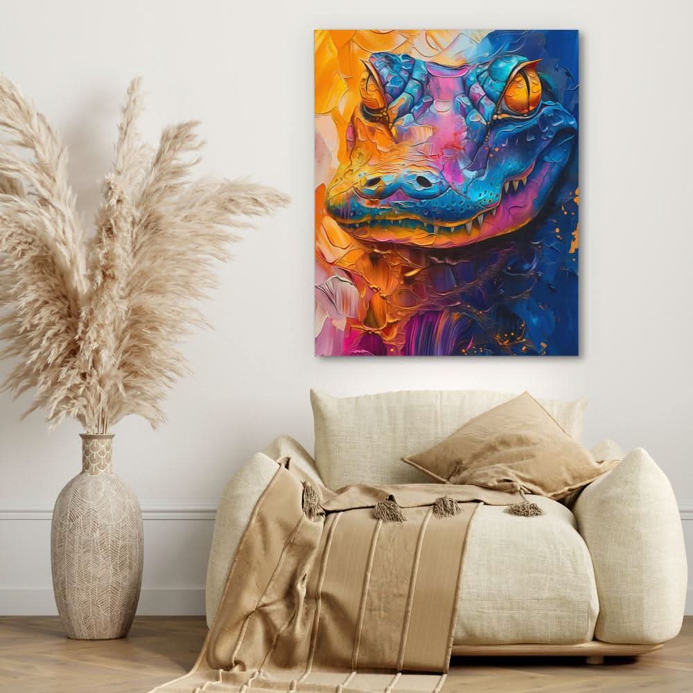 Watercolor Alligator - Watercolor Wall Art in Black Frame