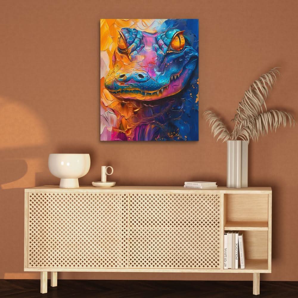 Watercolor Alligator - Blue Wall Art for Living Room