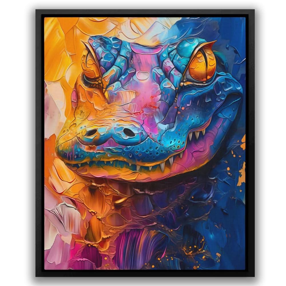 Watercolor Alligator - Watercolor Blue Canvas Wall Art