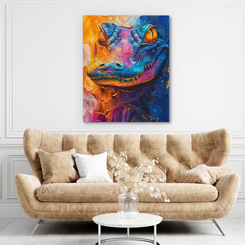 Watercolor Alligator - Large Watercolor Canvas Print