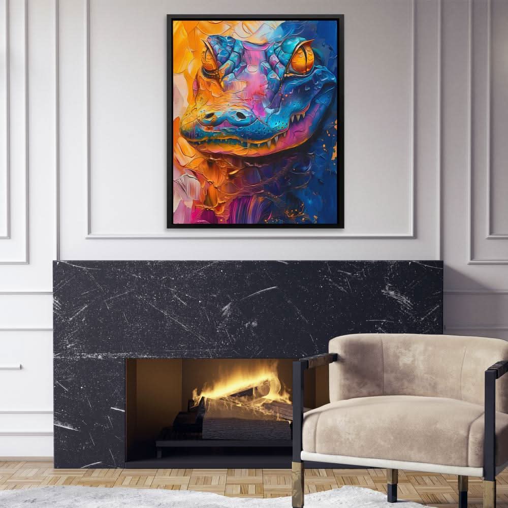 Watercolor Alligator - Blue Reptile Canvas Print