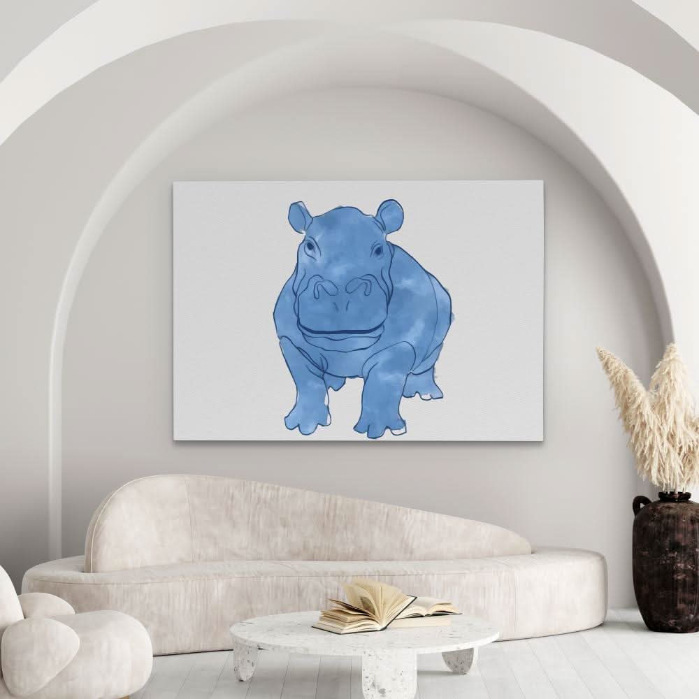 Watercolor Hippo - Animals Art for Kids Room