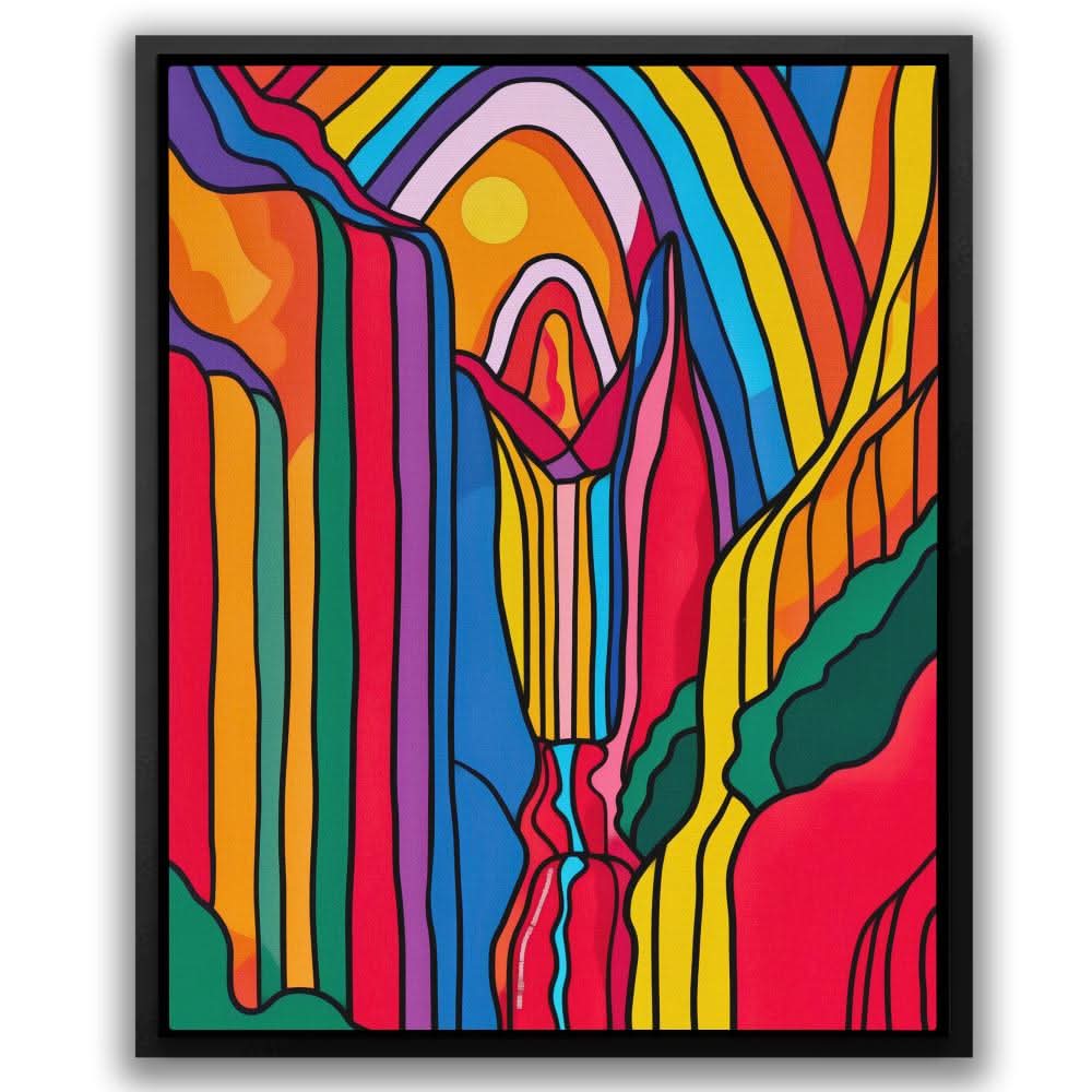 Waterfall Perspective - Nature Wall Art in Black Frame