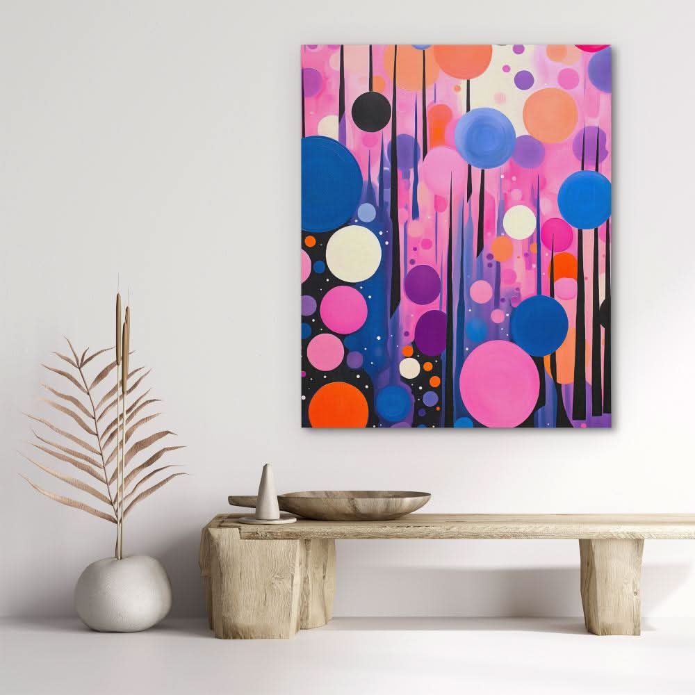 Wave of Bubbles - Abstract Pink Canvas Wall Art